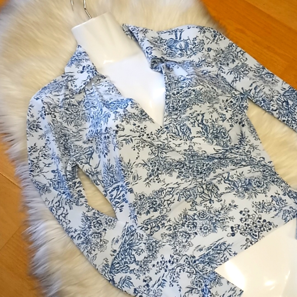 BCBGMaxazria  Floral Printed Long Sleeved Jersey  Top